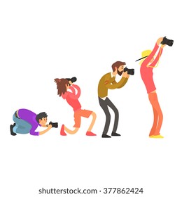 Photographers Taking Photos. Flat Vector Illustration Collection 