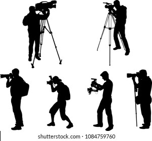 photographers and videographers silhouettes collection - vector