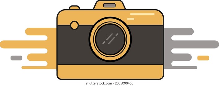 A photographic camera with attractive colors and a professional and beautiful shape on a white background