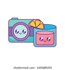 photographic camera with cocktail kawaii