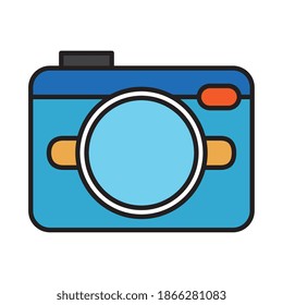 línea de dispositivo de cámara fotográfica y diseño de ilustración vectorial de estilo de relleno