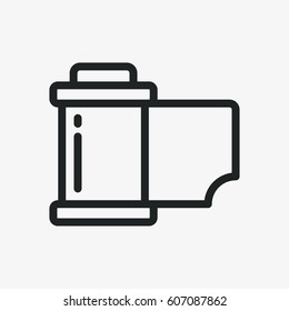 Photographic Camera Film Roll Minimal Flat Line Stroke Icon Pictogram Symbol Illustration