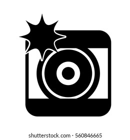 photographic camera with flash icon vector illustration design