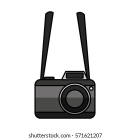 photographic camera with flash icon vector illustration design