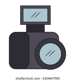 Photographic camera with flash isolated vector illustration graphic design