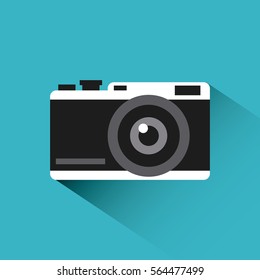 photographic camera icon over blue background. colorful design. vector illustration
