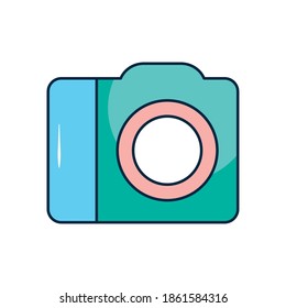 photographic camera icon over white background, flat style, vector illustration