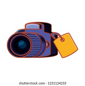 photographic camera with label icon