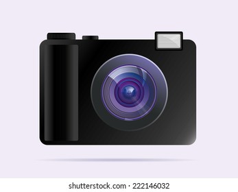 Photographic camera on a light background. EPS 10,