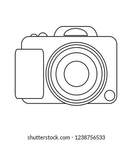 Photographic camera symbol in black and white