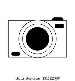 photographic camera symbol isolated in black and white