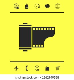 Photographic film cassette icon. Graphic elements for your design