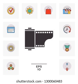 Photographic film cassette icon. Graphic elements for your design