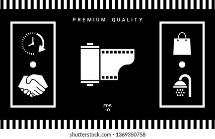 Photographic film cassette icon. Graphic elements for your design