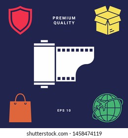 Photographic film cassette icon. Graphic elements for your design