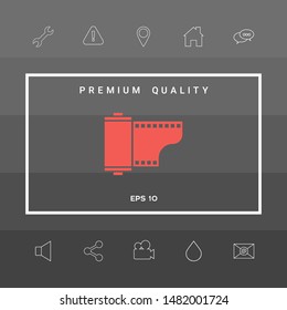 Photographic film cassette icon. Graphic elements for your design