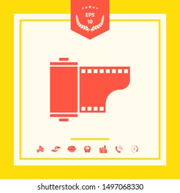Photographic film cassette icon. Graphic elements for your design