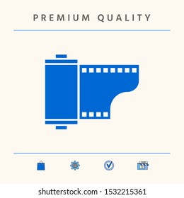 Photographic film cassette icon. Graphic elements for your design