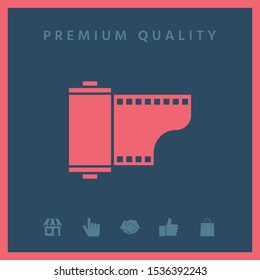 Photographic film cassette icon. Graphic elements for your design