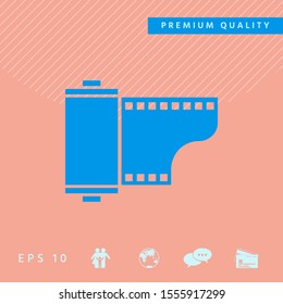 Photographic film cassette icon. Graphic elements for your design