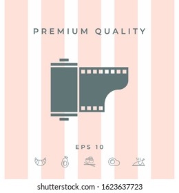 Photographic film cassette icon. Graphic elements for your design