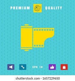 Photographic film cassette icon. Graphic elements for your design