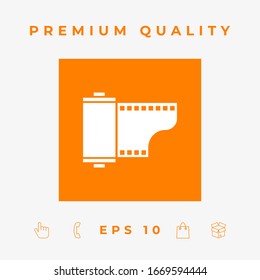 Photographic film cassette icon. Graphic elements for your design