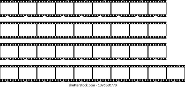 Photographic film, empty photo frames, filmstrip with free copy space, 36 frames, vector 