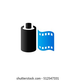 Photographic film icon in duo tone color. Photo vintage camera