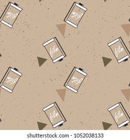 Photographic film pattern on kraft paper background. Vector illustration for print,wrapping paper,textile