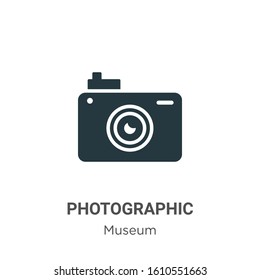 Photographic glyph icon vector on white background. Flat vector photographic icon symbol sign from modern museum collection for mobile concept and web apps design.