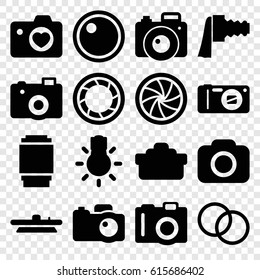 Photographic icons set. set of 16 photographic filled icons such as camera