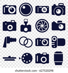 Photographic icons set. set of 16 photographic filled icons such as camera