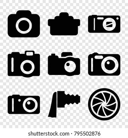 Photographic icons. set of 9 editable filled photographic icons such as camera