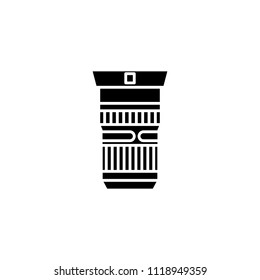 Photographic lens black icon concept. Photographic lens flat  vector symbol, sign, illustration.