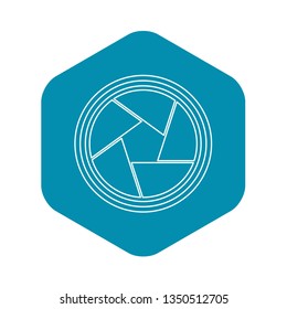Photographic lens icon. Outline illustration of photographic lens vector icon for web