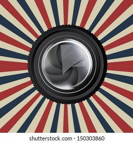 photographic lens over grunge background vector illustration