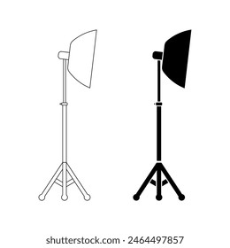 Photographic lighting icon set isolated on white background