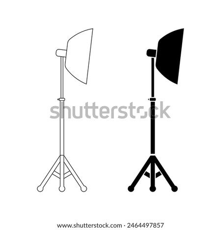 Photographic lighting icon set isolated on white background