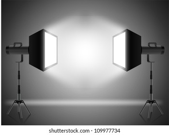 Photographic LIghting - Two Professional Studio Lights with Soft Boxes  on Tripods