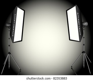 Photographic Lighting - Two Professional Studio Lights with Soft Boxes on Tripods