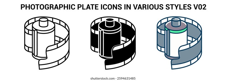 Photographic Plate icon represented by Photographic Plate Line, Filled, Color style.