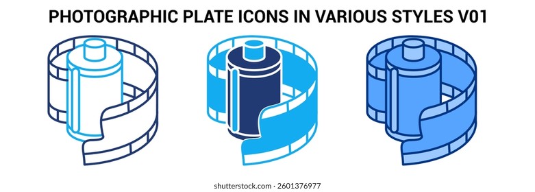 Photographic Plate icon represented by Photographic Plate Blue, Dualline, Dualtone style.