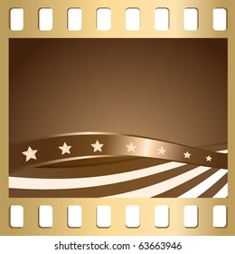 Photographic slide with the flag image USA made in the form of smooth strips on a brown background