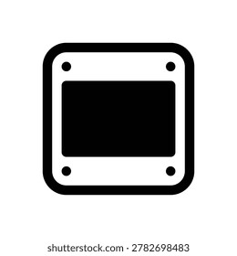 Photographic slide. Outlined stroke vector icon with black-filled details.