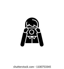 Photographing black icon concept. Photographing flat  vector symbol, sign, illustration.