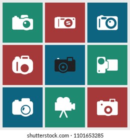 Photographing icon. collection of 9 photographing filled icons such as . editable photographing icons for web and mobile.