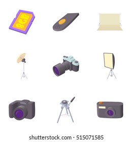 Photographing icons set. Cartoon illustration of 9 photographing vector icons for web