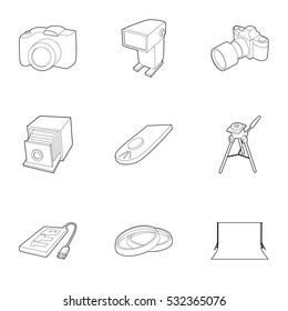 Photographing icons set. Outline illustration of 9 photographing vector icons for web