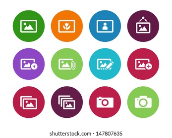Photographs and Camera circle icons on white background. Vector illustration.